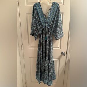 Bohemian Blue Paisley Maxi Dress